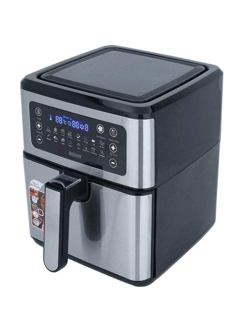 اديسون قلاية هوائية استيل إديسون، 1550-1850 واط، 5.5 لتر، 16 وظيفة، شاشة ديجيتال، KZD55-170F - فضي اسود - Image 2